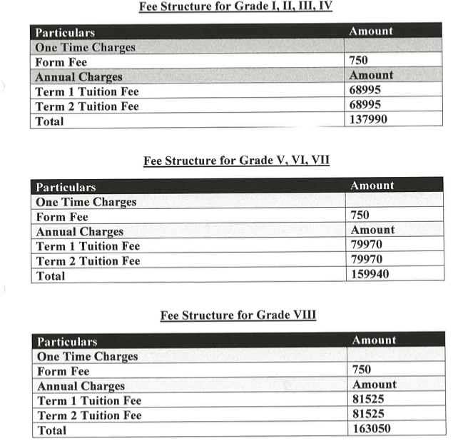 Fee Structure of EuroSchool