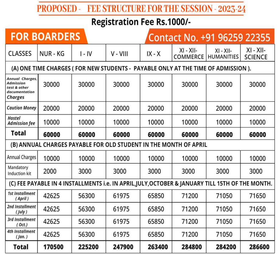 What is the Fee structure of Satyug Darshan Vidyalaya?